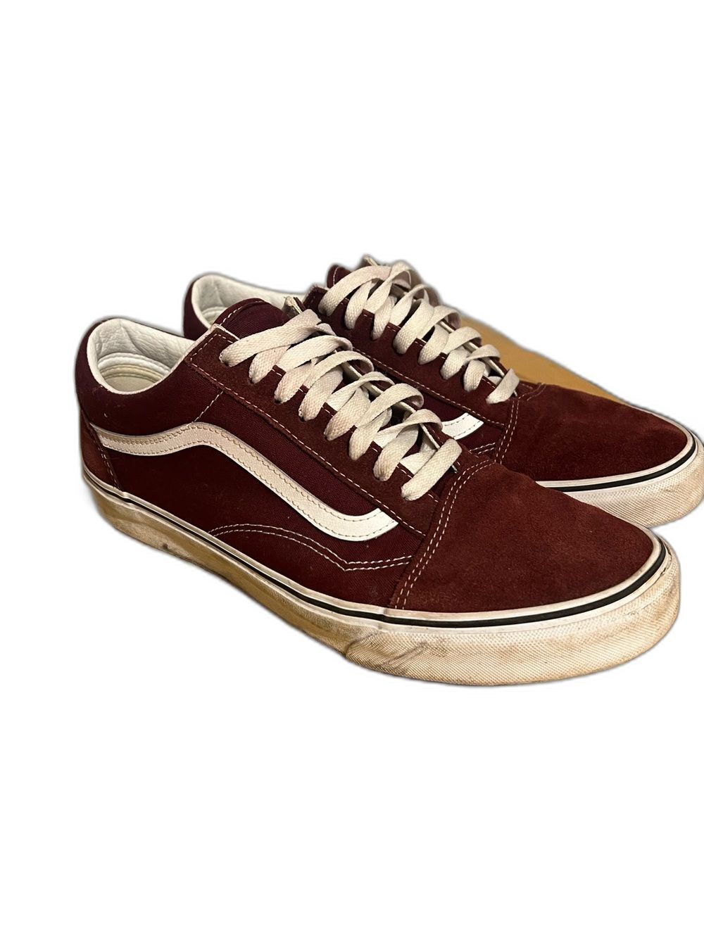 Vans Maroon Suede Low-Top Sneakers with White Stripe